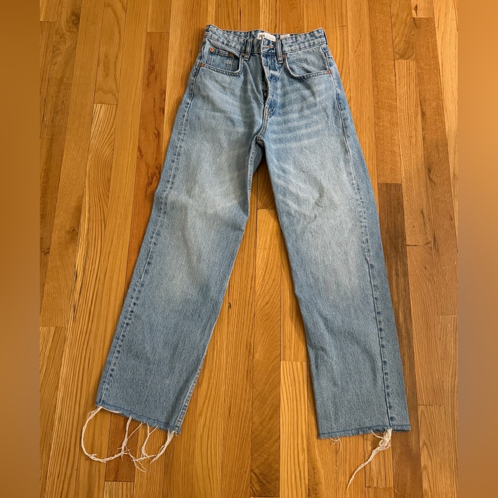 Zara Light Blue Straight Jeans